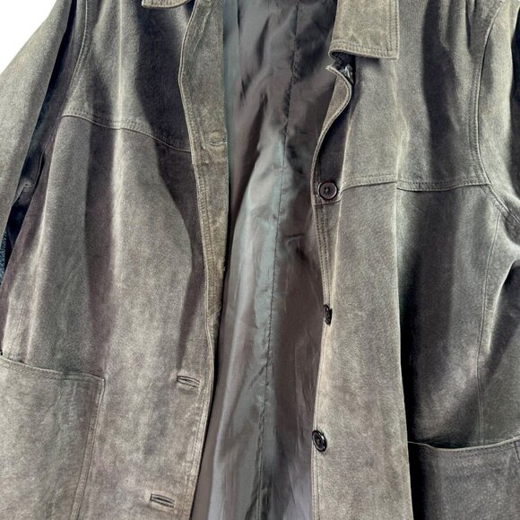 Via Accenti BO Leather Duster Jacket Woman XXL Dark Brown Western Lined Button - Picture 7 of 7